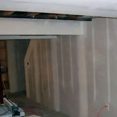 A basement that has been drywalled